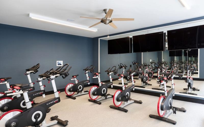 a room full of exercise equipment